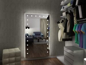unica wall mounted mirror with lights