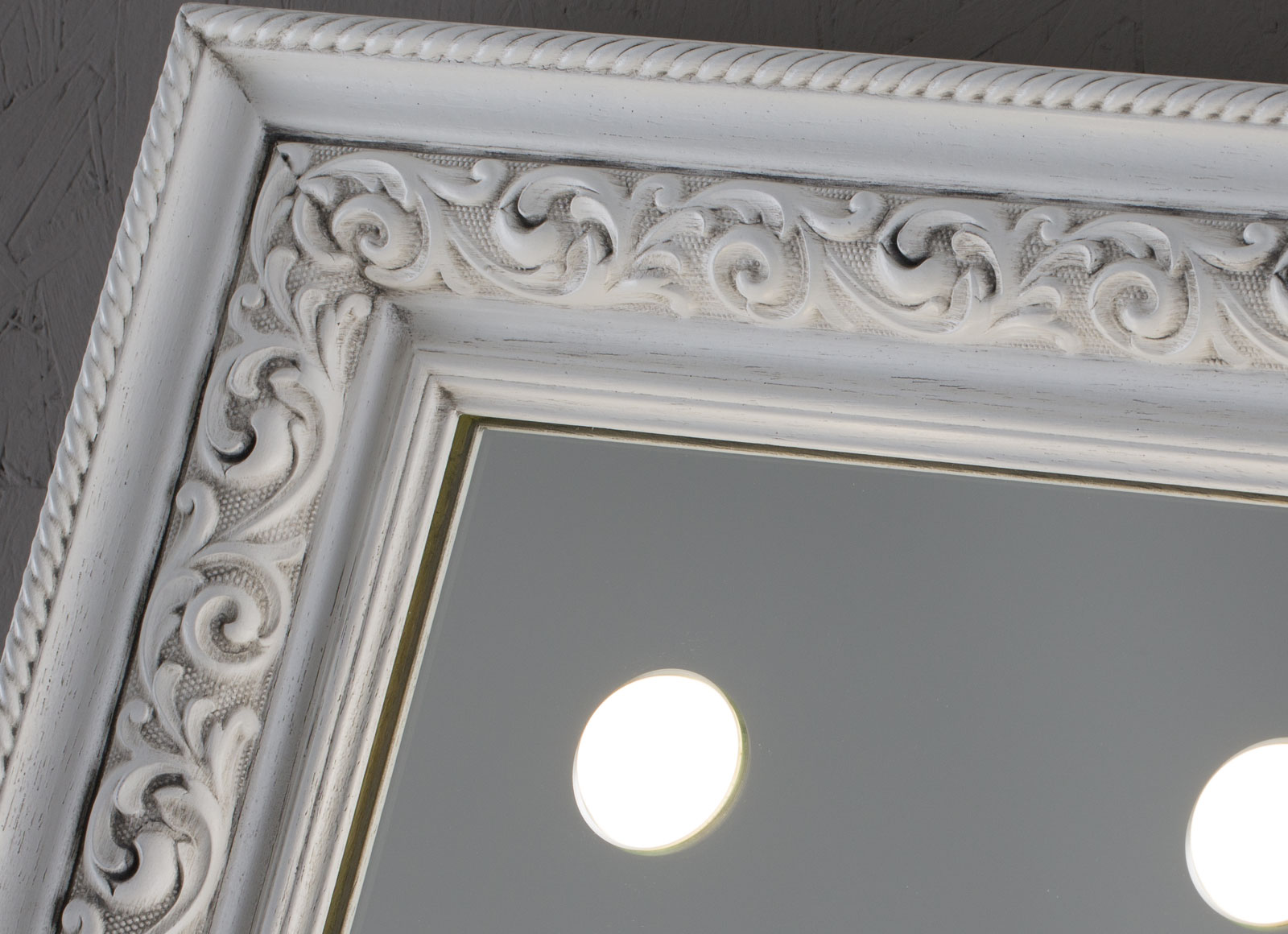 Specchio decorativo con luci linea MF bianco specchio arredo con cornice legno bianco shabby