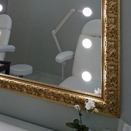 MF specchio con luci cornice oro per salone parrucchiere