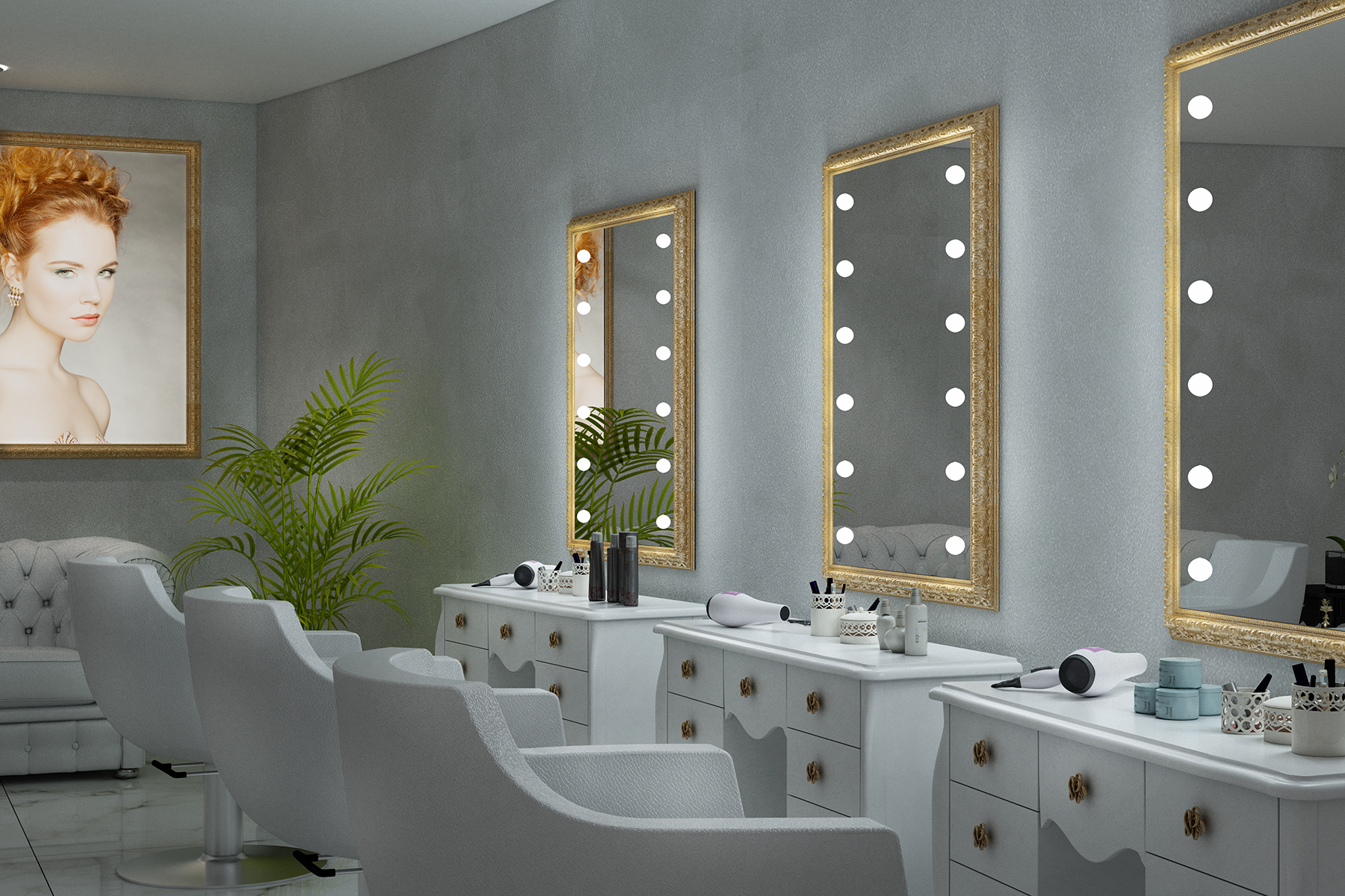 Salon mirrors with lights by Unica Luxury Lighted Mirrors