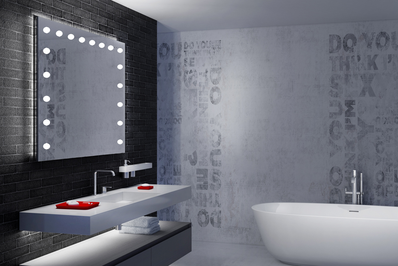 specchio rettangolare design grande con luci integrate regolabili per bagno stile moderno bianco, i migliori specchi da bagno