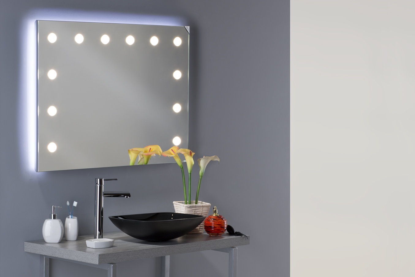 Bathroom mirror with lights (white backlight)