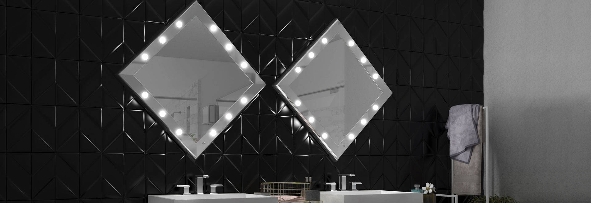 Luxury bathroom mirrors, silver color, for double sink bathroom