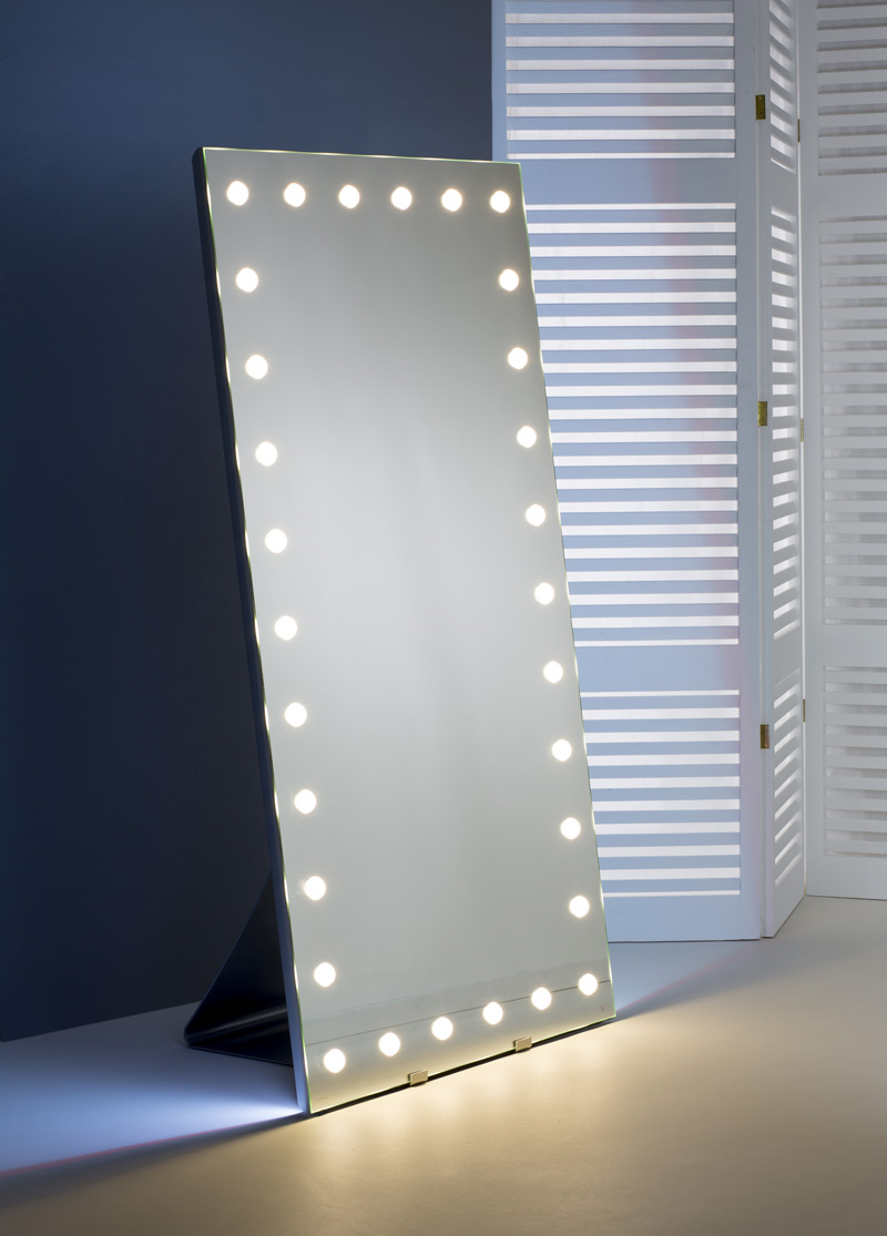 freestanding mirror with lights