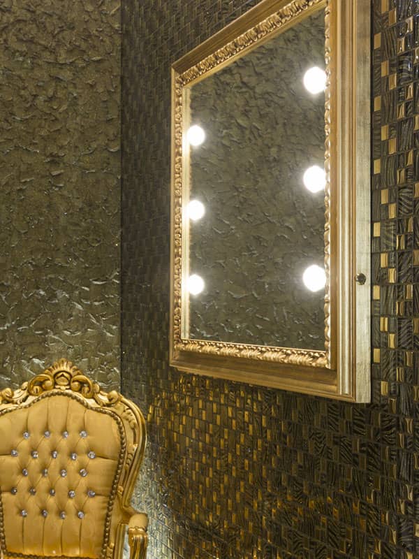 Large gold mirror with solid wood frame