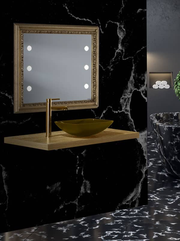 gold bathroom mirror
