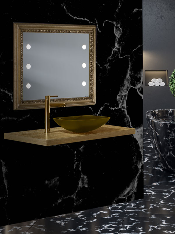 Specchio bagno con cornice oro