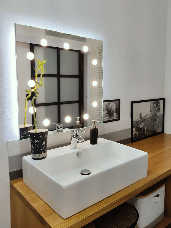 small bathroom backlit mirror