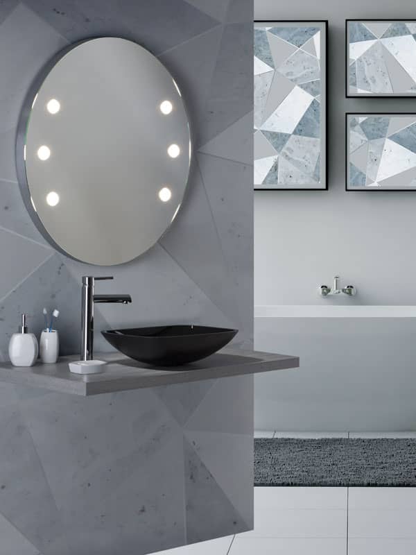 specchio rotondo bagno con luci MDE by Unica