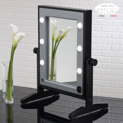table mirror with lights