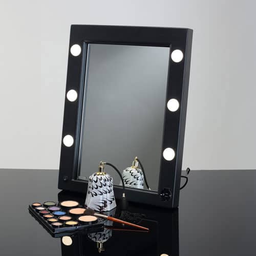Black table mirror with lights