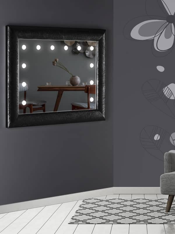 black framed mirror