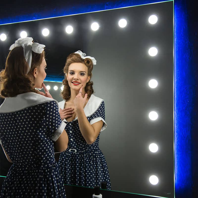 make-up mirror with lights and backlit