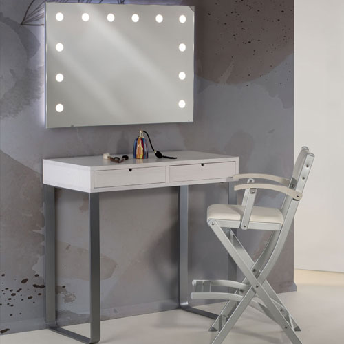 White vanity table with mirror