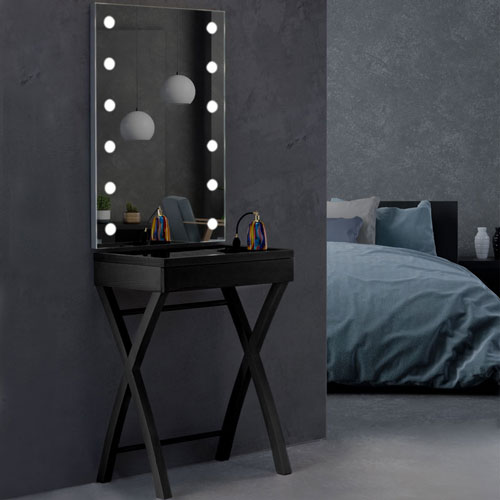 Small black dressing table with mirror