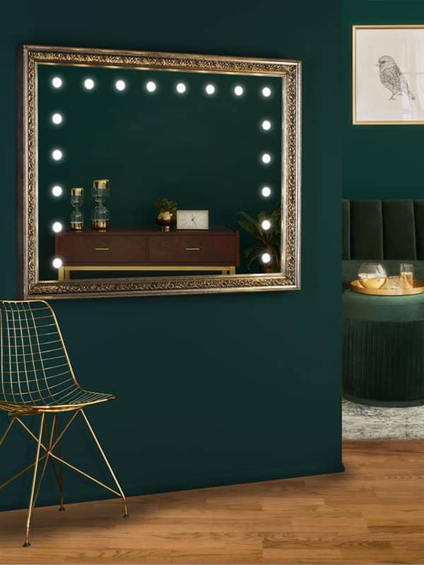 Large wooden mirror, gold finish