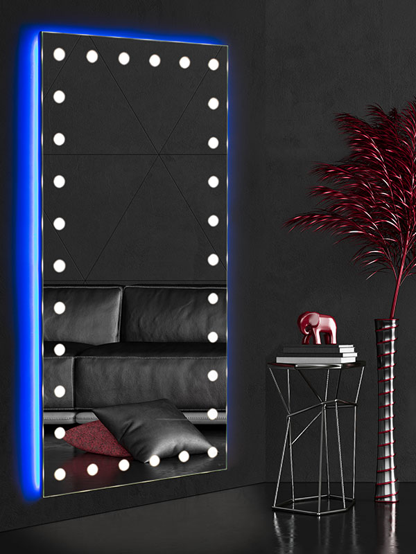 Full length wall mirror with LED backlight