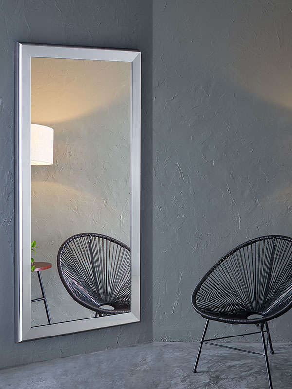 Wall long mirror with metal frame