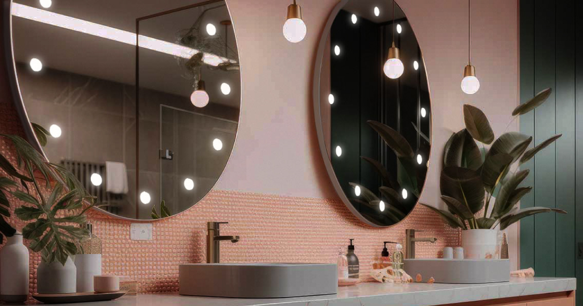 Specchi rotondi con led per doppio lavabo in bagno