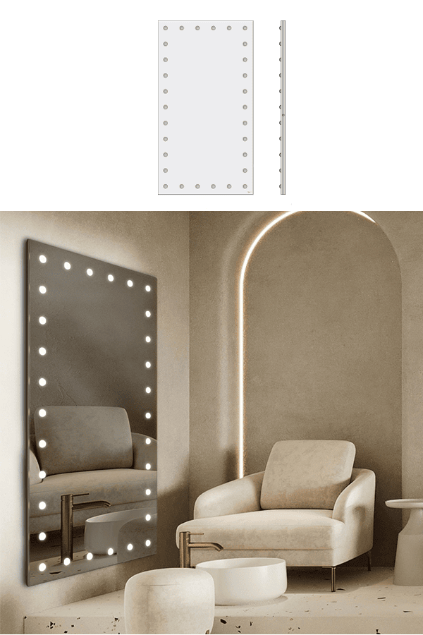 Grande specchiera led verticale a figura intera